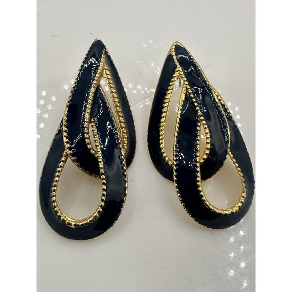Unbranded Jewelry - Women's Double Tear Drop Stud Earrings Blue Cream Gold Tone Fashion Jewelry